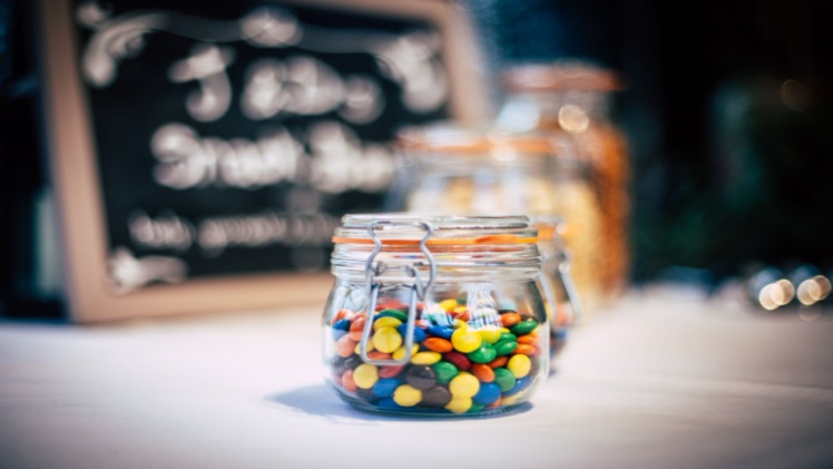 Candies in a sealed glass jar